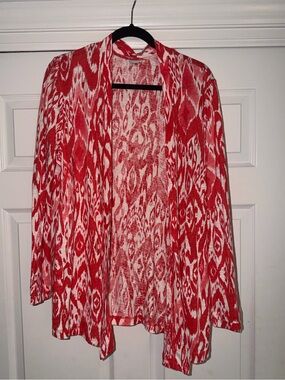 Chico’s Open Cardigan Ikat Pattern Size Large